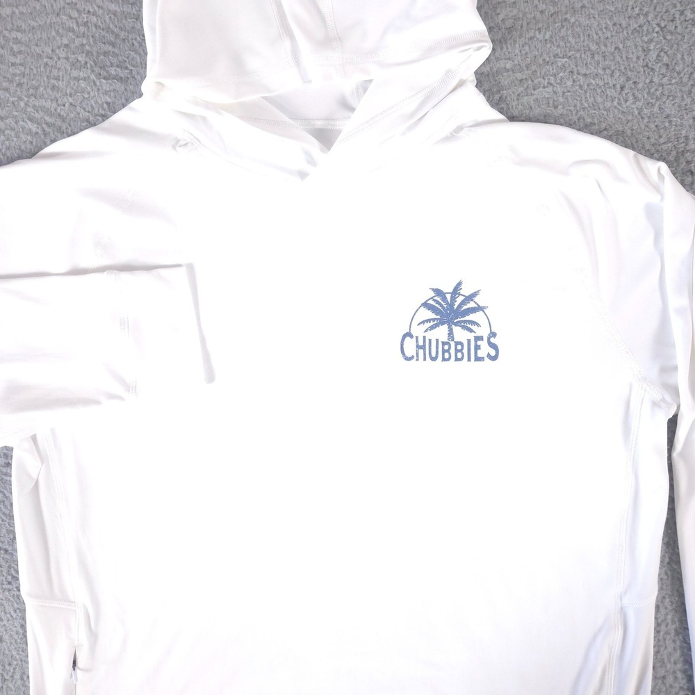 Chubbies Hoodie Men XXL White Sun Lightweight Thumb Holes Beach Shirt Casual UPF